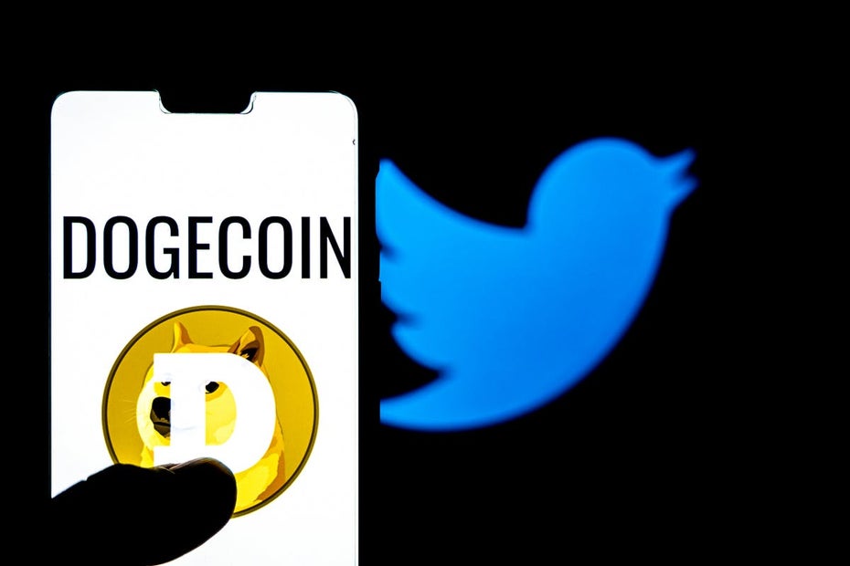 Dogecoin und Twitter Logo