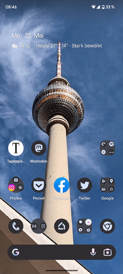 Schnelleinstellungen mit 2 Fingern öffnen